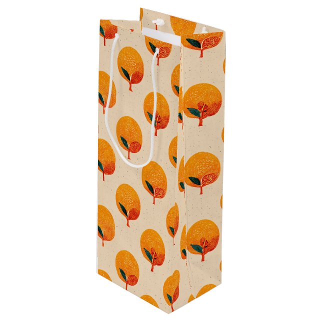 Fresh Oranges Illustration Wine Wine Gift Bag (Front Angled)