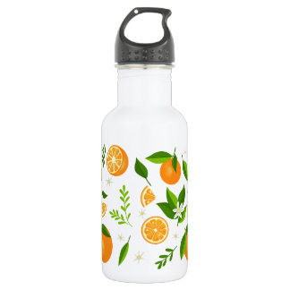 Fresh oranges with flowers and leaves 532 ml water bottle