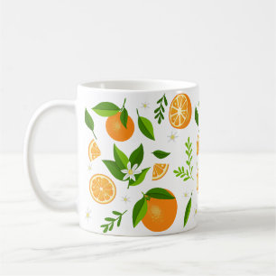Fresh oranges with flowers and leaves coffee mug
