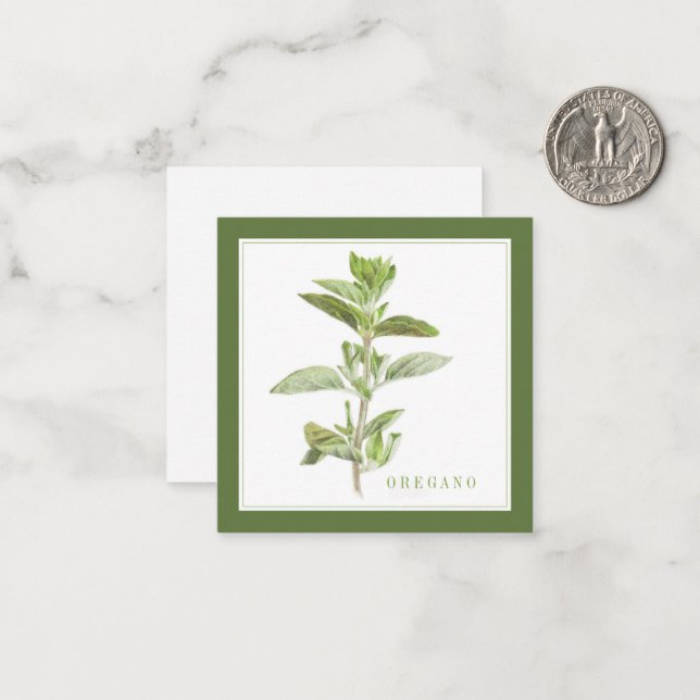 FRESH OREGANO 2.5" Square Flat Card / Green (Front/Back In Situ)