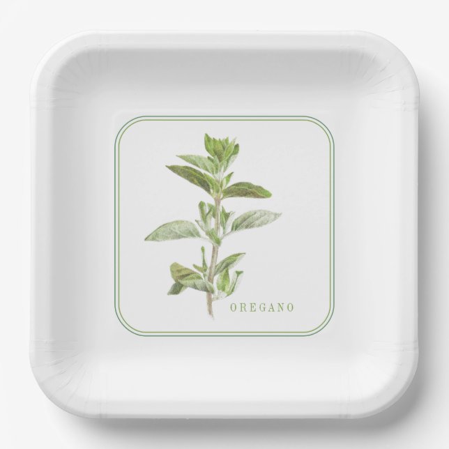 FRESH OREGANO 9" Square Paper Plates (Front)