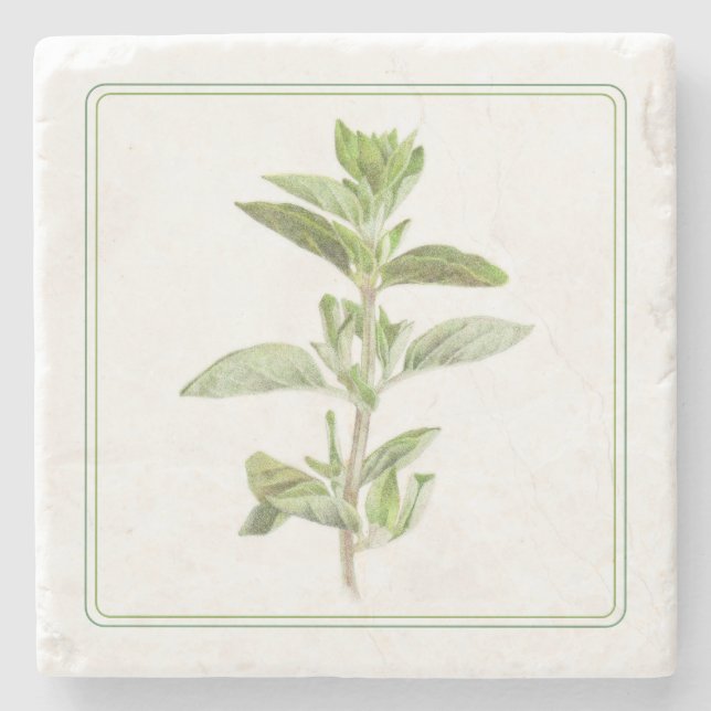 FRESH OREGANO Marble Stone Coaster (-text) (Front)