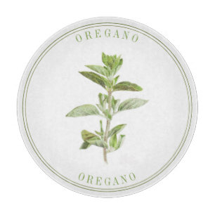 FRESH OREGANO Round Glass Cutting Board