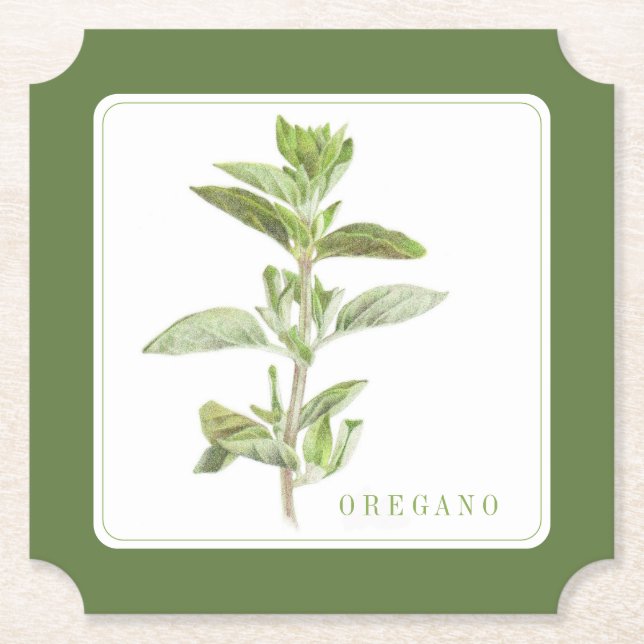 FRESH OREGANO Ticket Paper Coaster (+text) Green (Front)