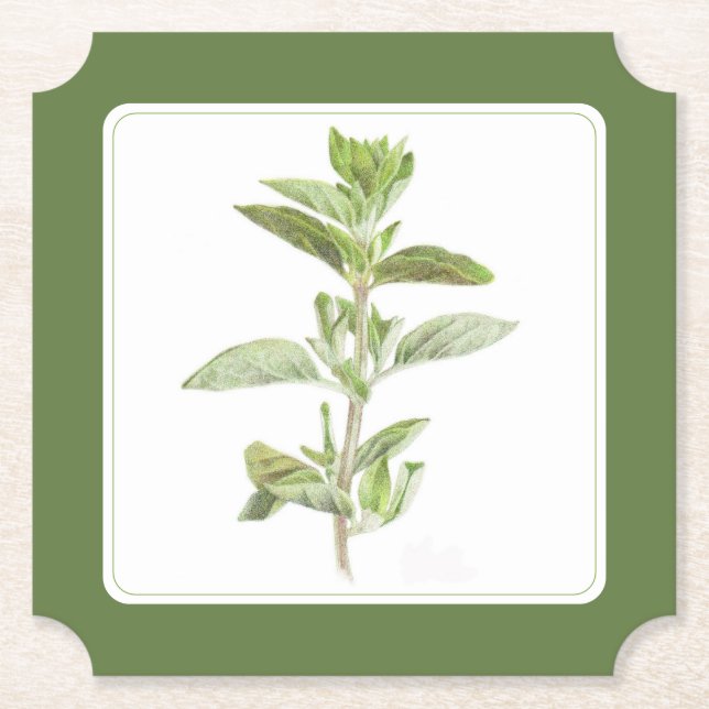 FRESH OREGANO Ticket Paper Coaster (-text) Green (Front)