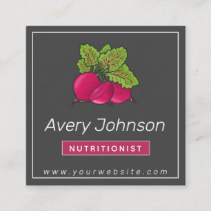 Fresh Organic Beets Nutritionist Healthy Food Grey Square Business Card