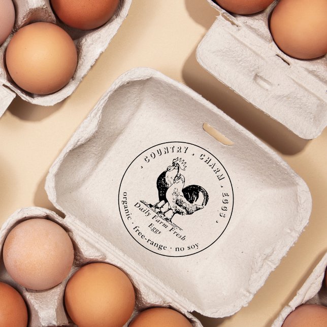 Fresh Organic Carton Eggs Carton Family Farm  Rubber Stamp (Creator Uploaded)