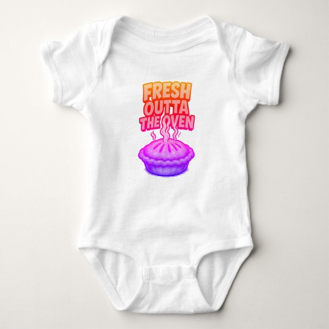 'Fresh Outta the Oven' Baby Outfit Bodysuit (Front)