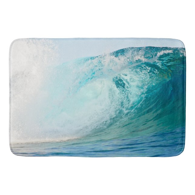 Fresh Pacific ocean blue wave breaking Bath Mat (Front)