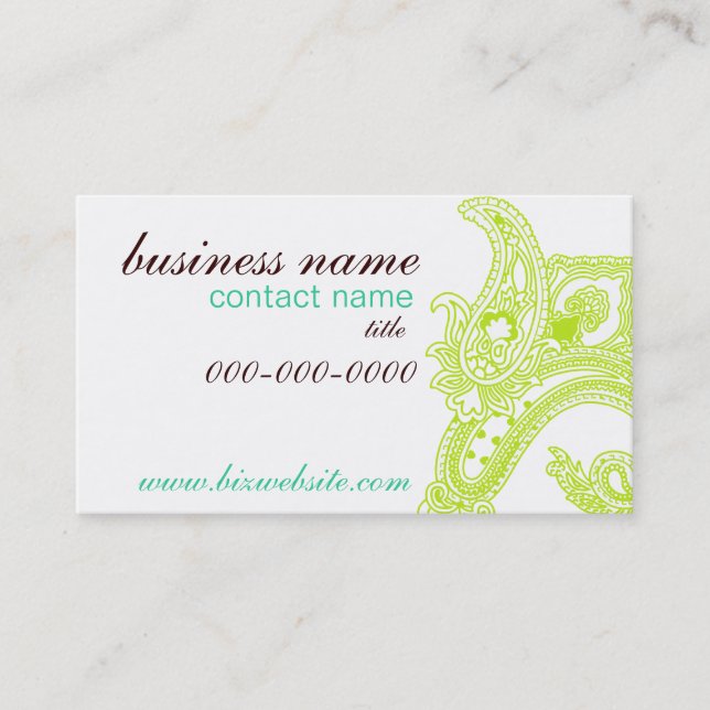Fresh Paisley Business Card (Front)