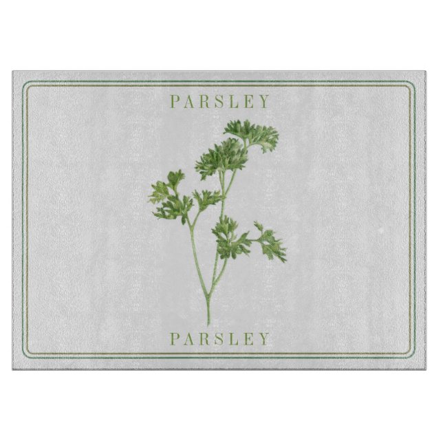 FRESH PARSLEY 15x11 Glass Cutting Board (Front)