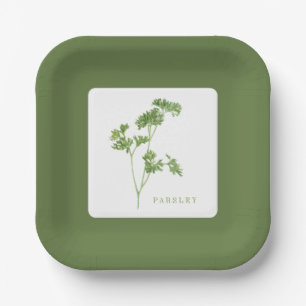 FRESH PARSLEY 7" Square Paper Plates - Green