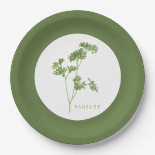 FRESH PARSLEY 9" Round Paper Plates - Green