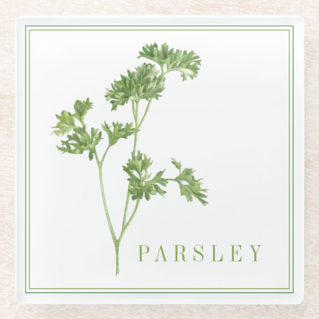 FRESH PARSLEY Glass Beverage Coaster (Front)