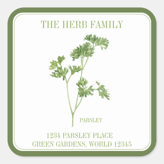 FRESH PARSLEY Large Square Envelope Seals - Green (Front)
