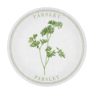 FRESH PARSLEY Round Glass Cutting Board