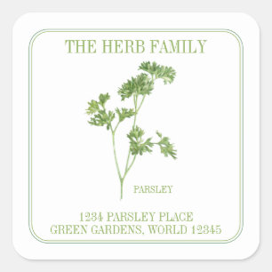 FRESH PARSLEY Small Square Address Envelope Seals