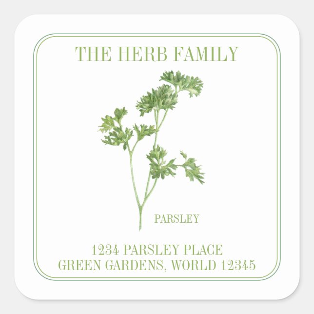 FRESH PARSLEY Small Square Address Envelope Seals (Front)