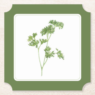 FRESH PARSLEY Ticket Paper Coasters (-text) Green