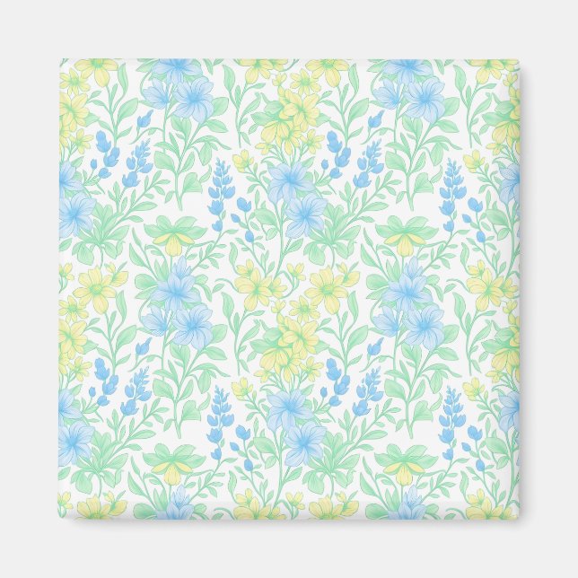 Fresh Pastel Floral Pattern Magnet (Front)