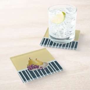 Fresh Pear   modern still life Glass Coaster