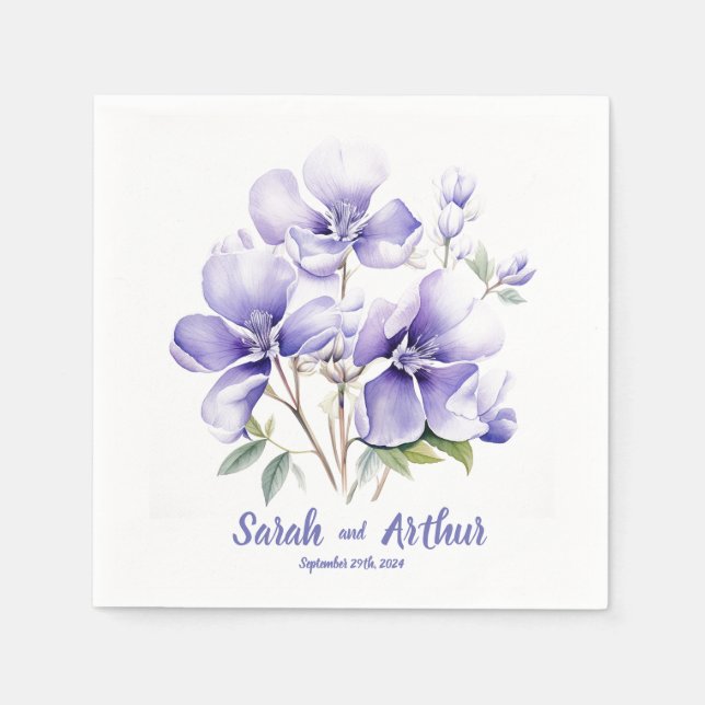 Fresh Periwinkles 2: Personalized Wedding Napkins (Front)