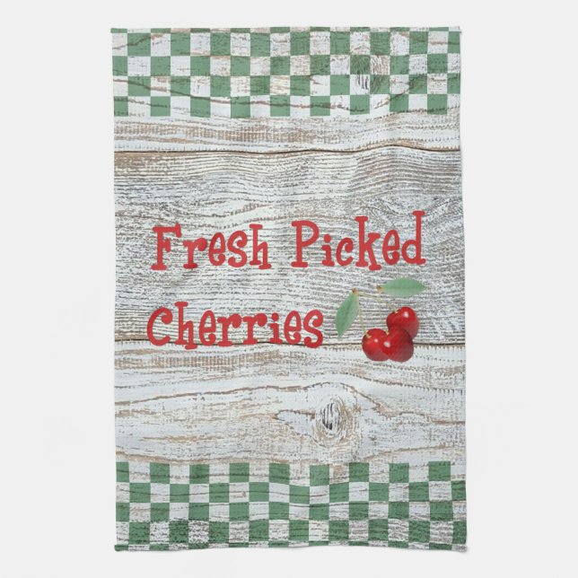 Fresh Picked Cherries Kitchen Towel (Vertical)