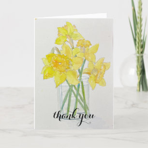 Fresh Picked Daffodils spring yellows watercolor Thank You Card