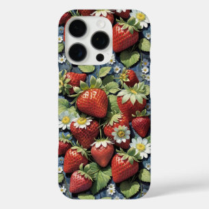 Fresh Picked Strawberries and White Blooms iPhone 16 Pro Case