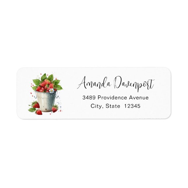 Fresh Picked Strawberries in a Bucket Address (Front)
