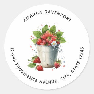 Fresh Picked Strawberries in a Bucket Address Classic Round Sticker