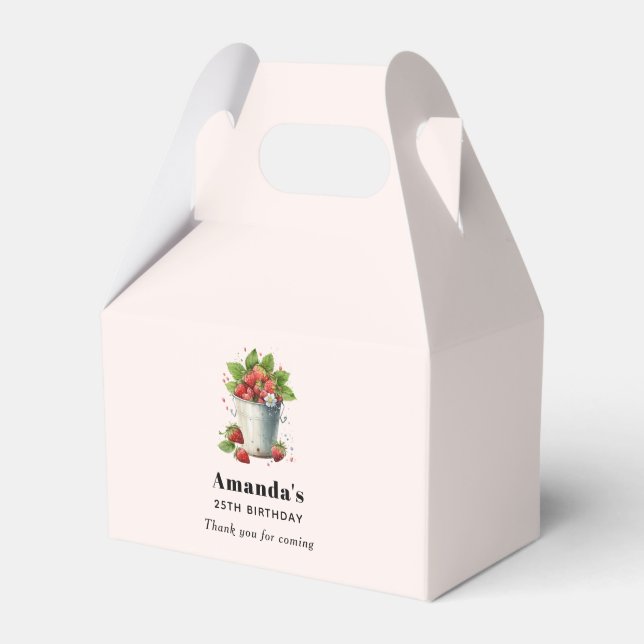 Fresh Picked Strawberries in a Bucket Birthday Favour Box (Front Side)