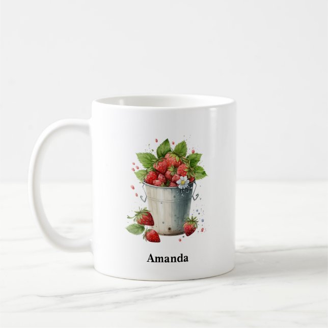 Fresh Picked Strawberries in a Bucket Coffee Mug (Left)