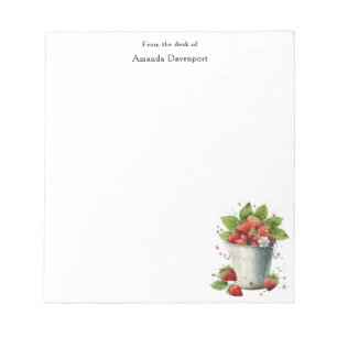 Fresh Picked Strawberries in a Bucket Notepad