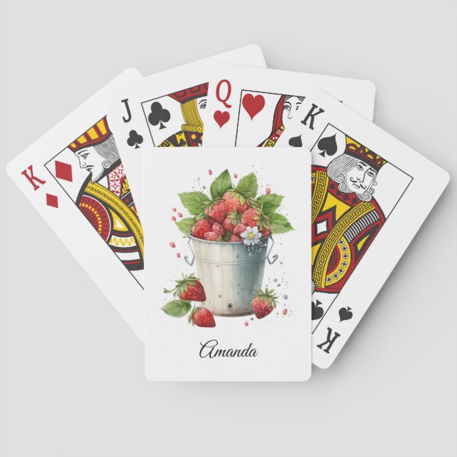 Fresh Picked Strawberries in a Bucket Playing Cards (Back)