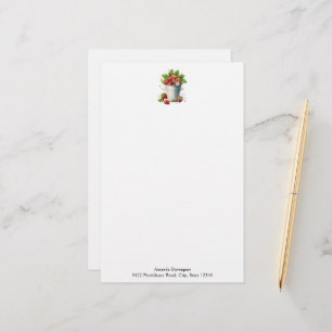 Fresh Picked Strawberries in a Bucket Stationery