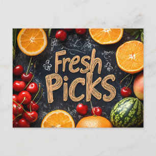 Fresh Picks: Colorful Fruit Arrangement Postcard
