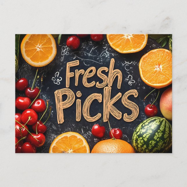 Fresh Picks: Colorful Fruit Arrangement Postcard (Front)