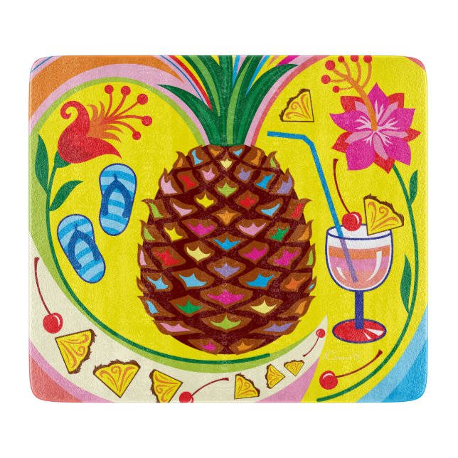 Fresh Pineapple Summer Hues Cutting Board (Front)