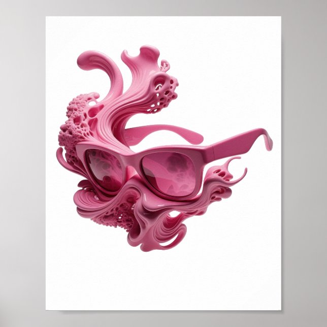 Fresh Pink FUTURISTIC SUNGLASSES Quote Design Poster (Front)