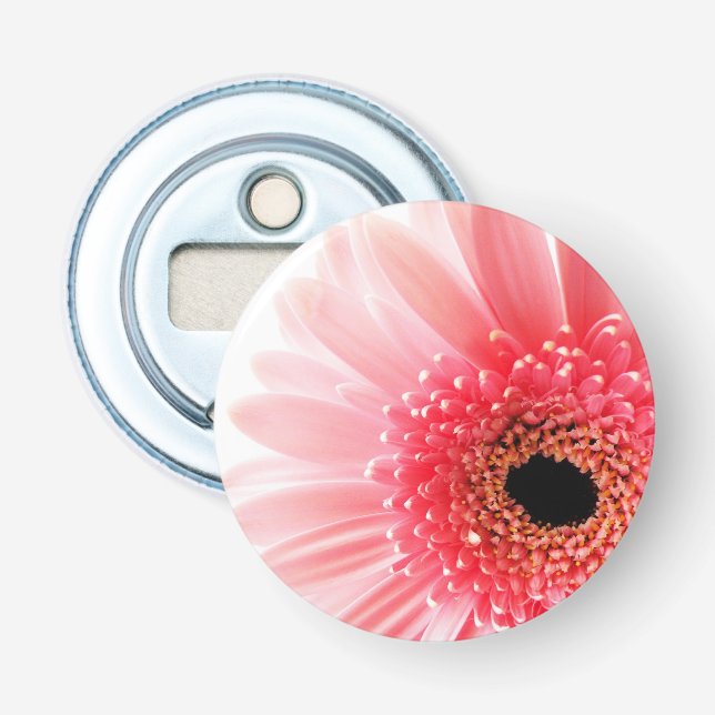 Fresh Pink Gerbera Daisy Photograph Bottle Opener (Front)