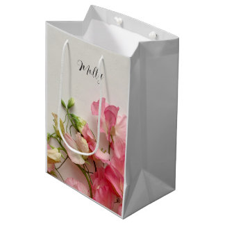 Fresh pink sweet peas medium gift bag