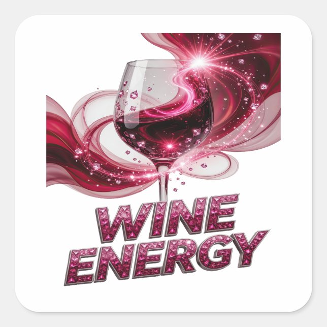 Fresh Pink WINE ENERGY Square Sticker (Front)