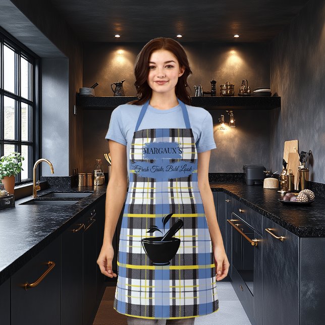 Fresh Plaid Apron with Pestle and Mortar Silhouett (Creator Uploaded)