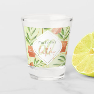 Fresh Plants In Ceramic Pots Watercolor Shot Glass