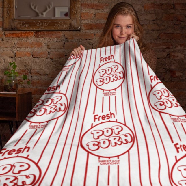 Fresh Popcorn Home Movie Theater Fleece Blanket (Get cozy with some popcorn, a good movie and this cute throw blanket!)