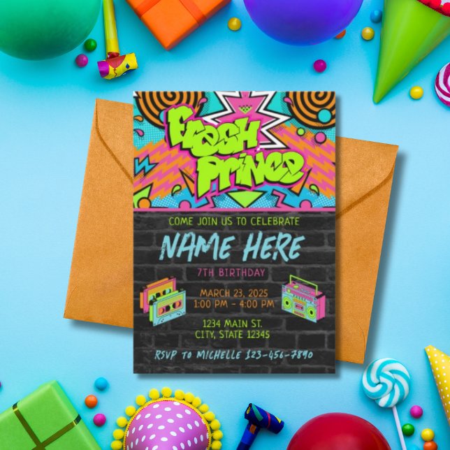 Fresh Prince 90s Graffiti Kids Birthday Invitation (Creator Uploaded)