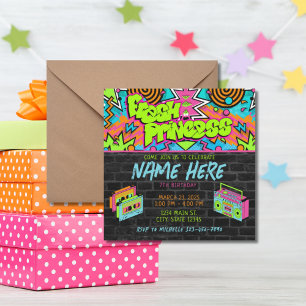 Fresh Princess 90s Boombox Green Colourful Birthda Invitation