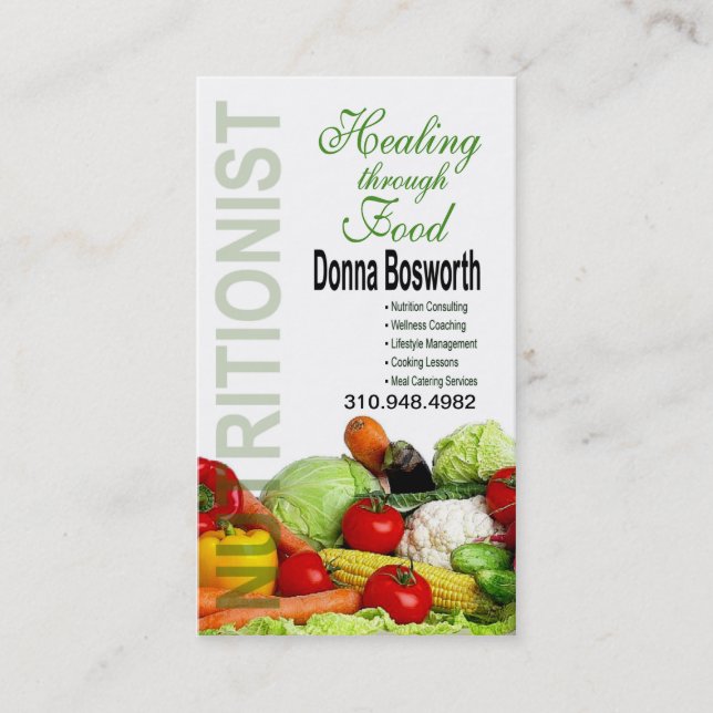 Fresh Produce Nutritionist Food Coach, Weight Loss Business Card (Front)
