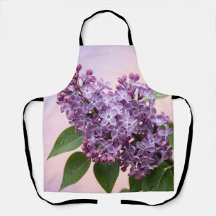 Fresh Purple Lilac Blossoms Spring Floral Apron